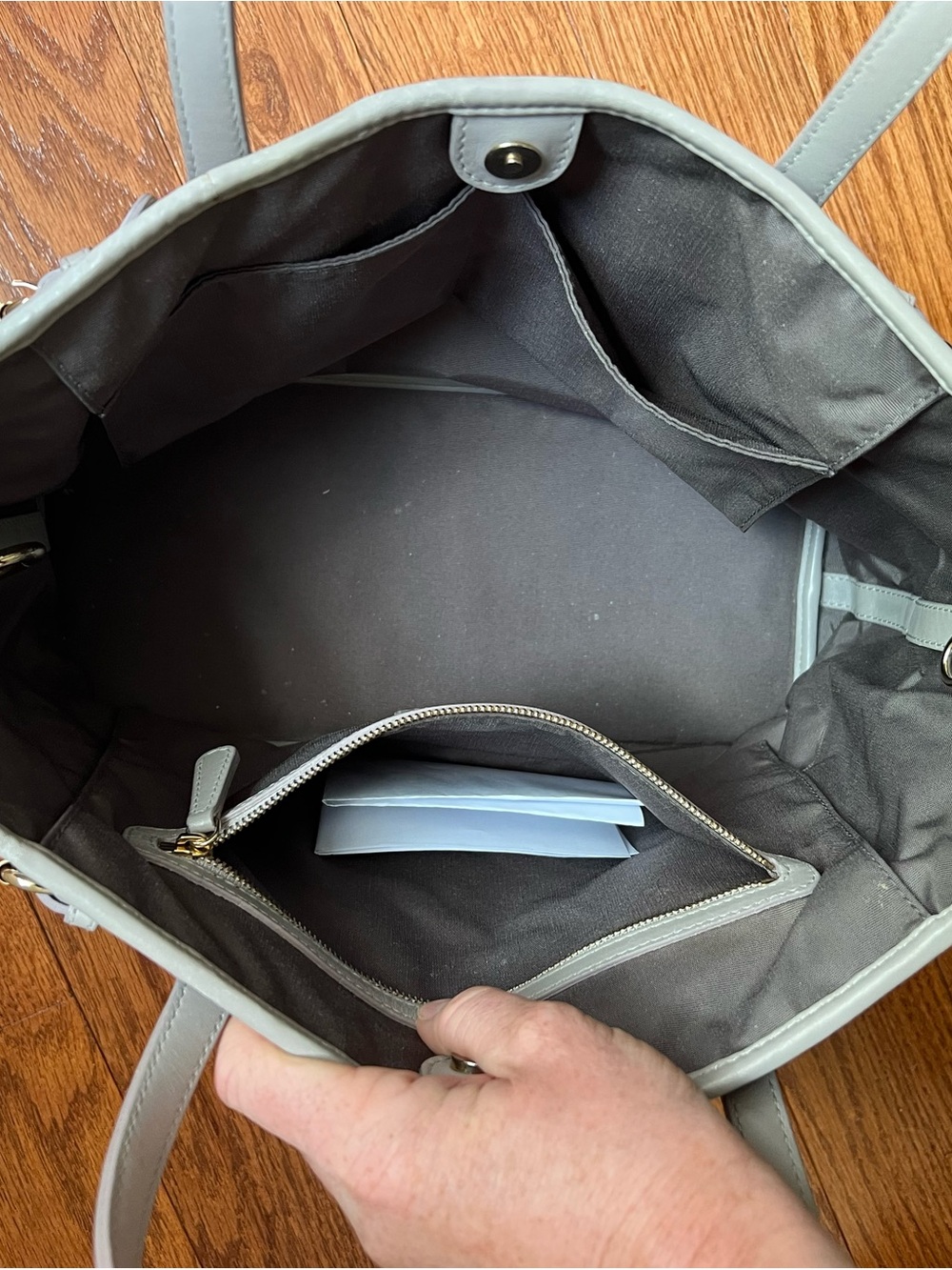 Dior Quilted Tote in Light Gray with Silver Charm - Picture 11 of 15